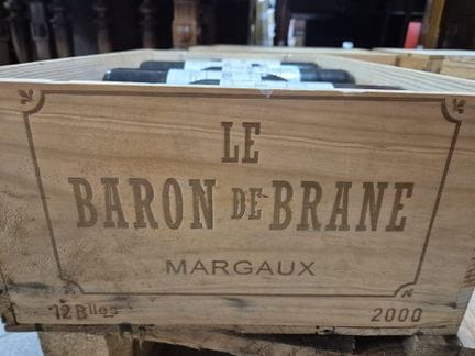 Caisse bois douze bouteilles Baron de Brane Margau