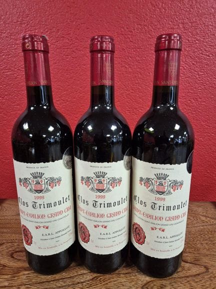 Trois bouteilles de Clos Trimoulet St Emilion GC 1