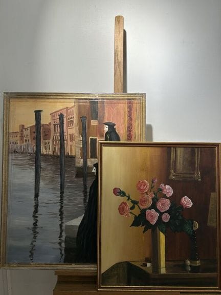 Lot de 3 huiles sur toile : 

- Stella GONZO
Bouqu