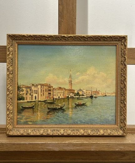 Vue de Venise
Huile sur toile marouflée. 
Signée e