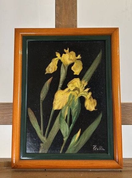 Iris des marais (XXe)
Huile sur carton entoilé 
Si