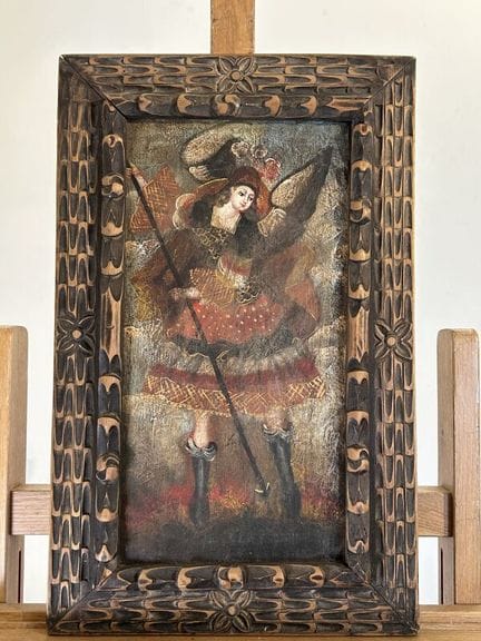 Ecole de CUZCO, XIX°
Archange 
Huile sur toile.
En