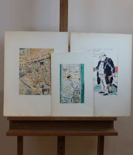 WANECQ Maurice (1893-1980)
Lot de 9 dessins, caric