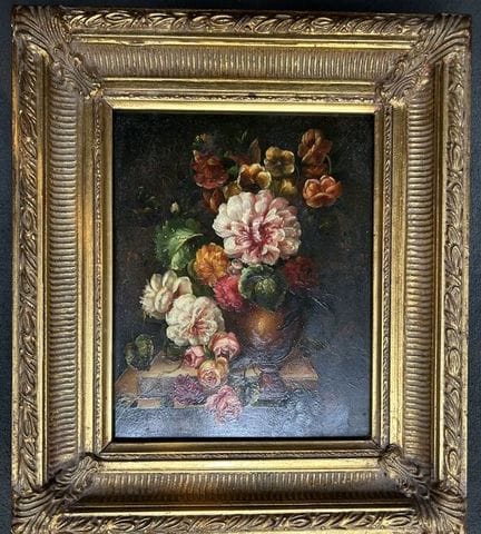 P.ALLEN 
Bouquets de fleurs sur entablement
Deux h
