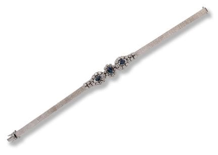 Sapphire bracelet
2nd half 20th century
18k white 