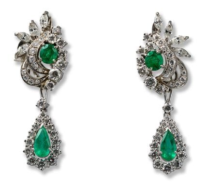Emerald earrings
2nd half 20th century
14k and 18k