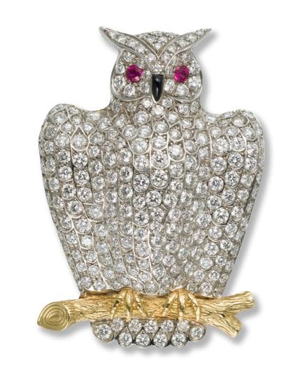 Owl pendant
late 20th/21st century
platinum, 18k g