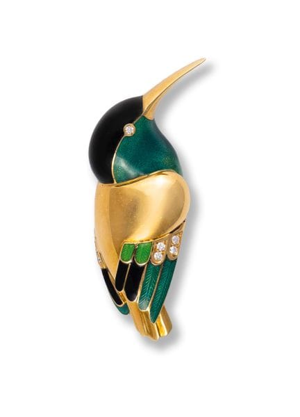 Colibri brooch
early 21st century
18k gold, enamel