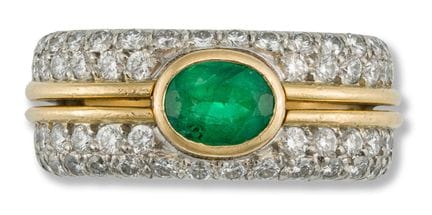 Emerald ring
2nd half 20th century
18k white and y