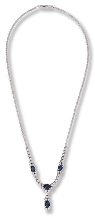 Sapphire necklace
2nd half 20th century
18k white 