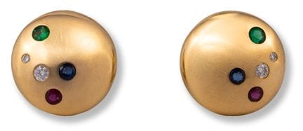 Gemstone ear clips
late 20th century
18k gold, bri