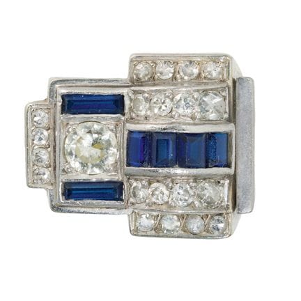 Diamond sapphire ring
1920s/1930s
18k white gold, 