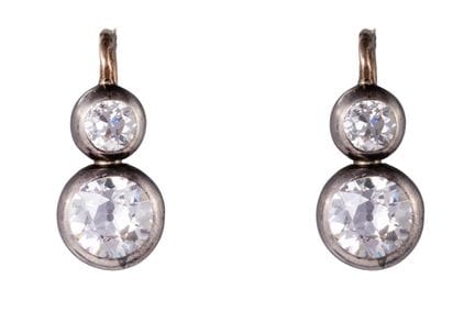 Diamond earrings
c. 1900
silver on gold, Old Europ