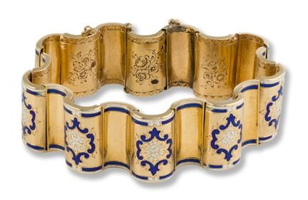 Gold and enamel bracelet
19th century
18k gold, en