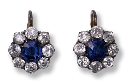 Sapphire earrings
c. 1900
silver on gold, Old Euro