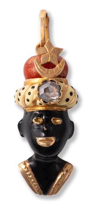 Moretti head pendant
early 20th century
14k gold, 