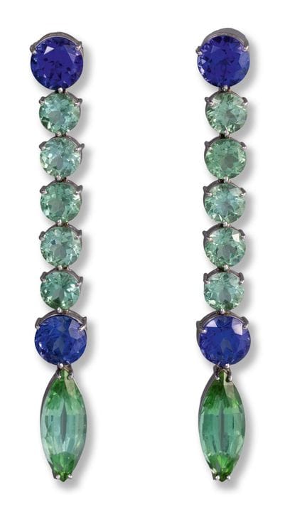 Tanzanite and tourmaline earrings
2nd half 20th ce