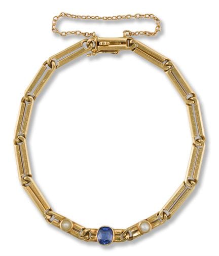 Bracelet
1st half 20th century
18k gold, 1 synthet