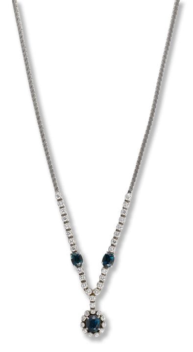 Sapphire necklace
2nd half 20th century
18k white 