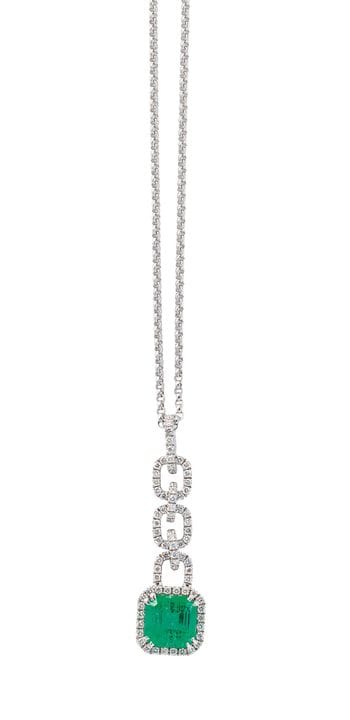 Emerald pendant with chain
early 21st century
18k 