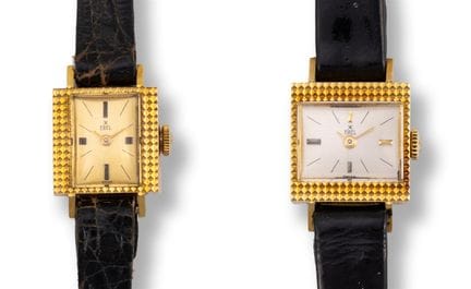 Ebel

Ebel
两只腕表
1990年代
表壳：18K金，塑料表镜
表盘：金色及香槟色
机芯：手