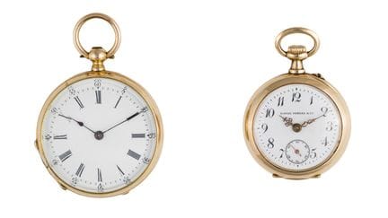 Due piccoli orologi da tasca
XIX secolo
Cassa: oro