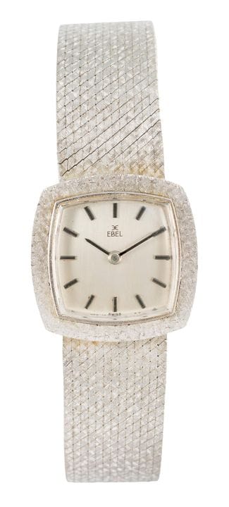 Ebel

Ebel
腕表
1970年代
表壳：18K白金，塑料表镜
表盘：镀银的金属
机芯：手动上