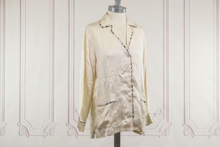 BURBERRY - Veste de pyjama en soie ivoire, ganse t