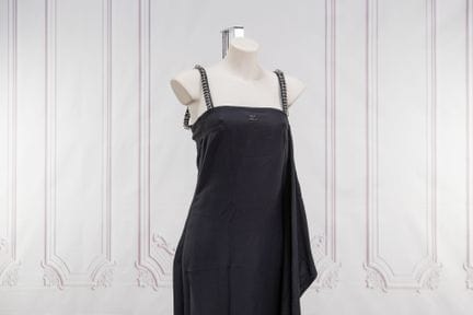 COUREGES - Robe longue en jersey et viscose noir, 