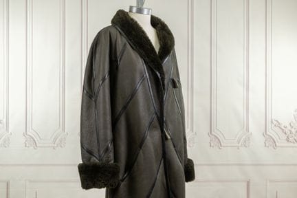 MAGASIN PANTHERE - Manteau peau kaki doublure et r