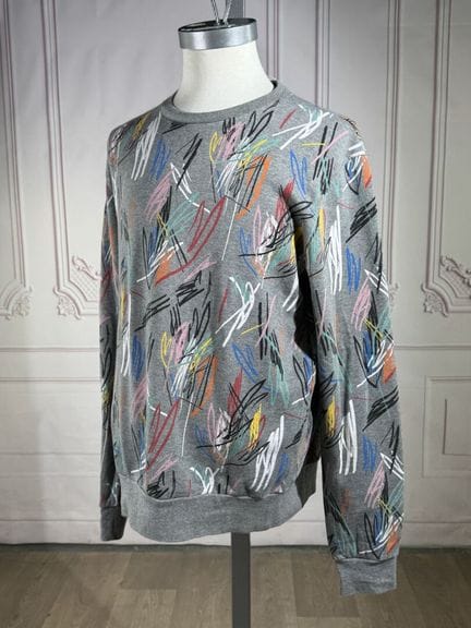 DIOR - Sweat homme en coton gris imprimé de traces