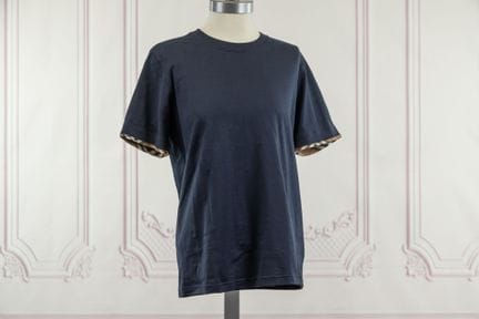 BURBERRY - T-shirt en coton marine, manches courte
