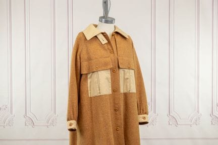 COURREGES - Manteau en laine et mohait abricot chi