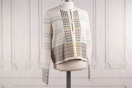 SHANG SIA - Gilet en coton écru tressé de rubans d