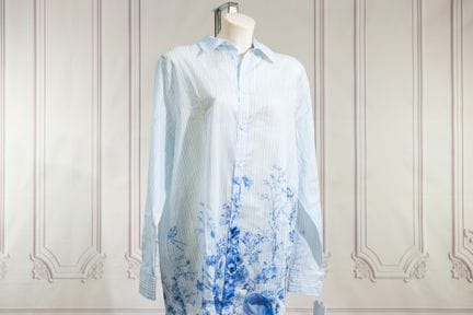 DIOR Homme - Chemise longue en coton rayé bleu cie