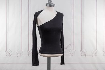 COURREGES - Top en crêpe jersey stretch noir àdéco