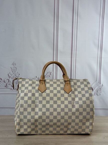 LOUIS VUITTON - Sac Speedy toile damier azur et cu