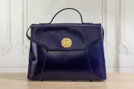 YVES SAINT LAURENT - Sac haut en cuir glacé bleu v