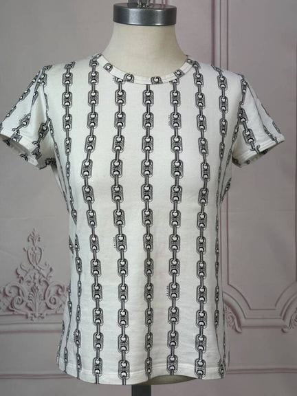 CELINE - T-shirt en coton stretch blanc imprimé du
