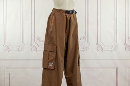 LOEWE X ON - Pantalon cargo beige, taille froncée 