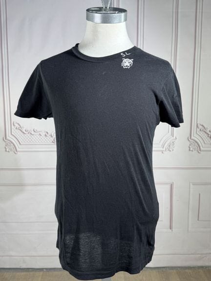 SAINT LAURENT - T-shirt en coton noir imprimé d'un