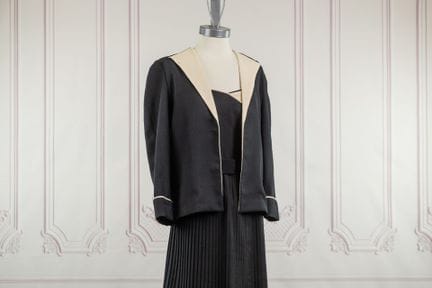 PACO RABANNE - Veste en crêpe bicolore ivoire/noir