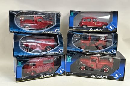 SOLIDO, 1/18 scale, set of 6 firefighter-themed ve