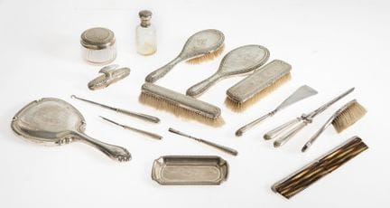 Ensemble de coiffeuse espagnol en argent, titre 91