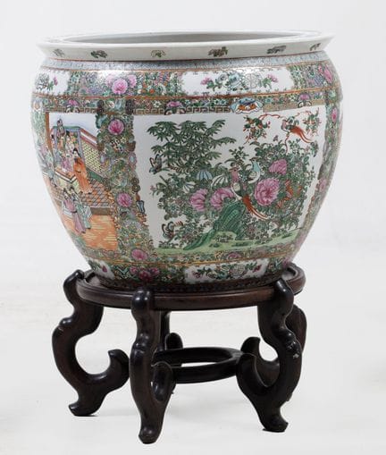 Jardinière ou bocal à poissons en porcelaine chino