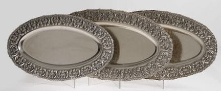 Lot de trois plats à poisson en argent espagnol, t