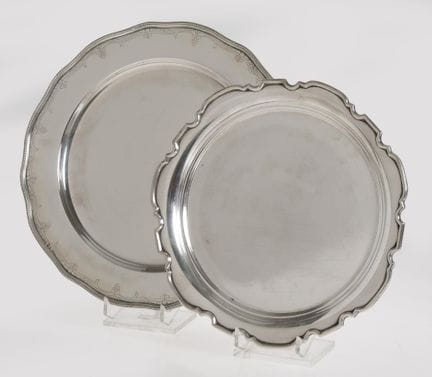 Plateau circulaire en argent portugais, titre 920
