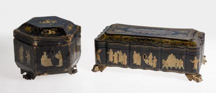 « Boîte à thé », laquée, Canton, Chine, fin du XIX