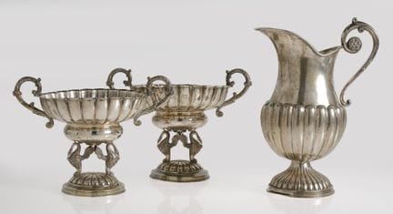 Paire de centres de table en argent espagnol, titr