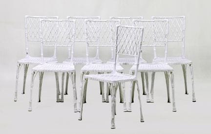 Huit chaises de jardin, XXe siècle
En fer peint en